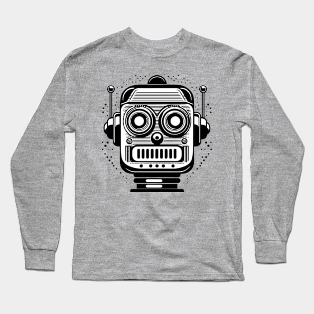 Robot Head Vector Long Sleeve T-Shirt by ArtFactoryAI